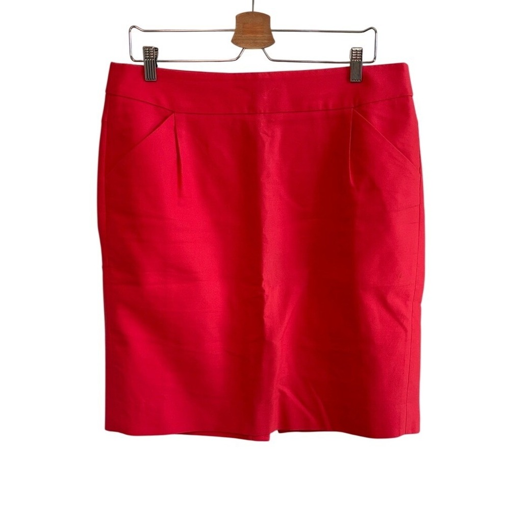 J. Crew Factory Pencil Skirt Coral Pink Women Size 12 Pleated Business Casual